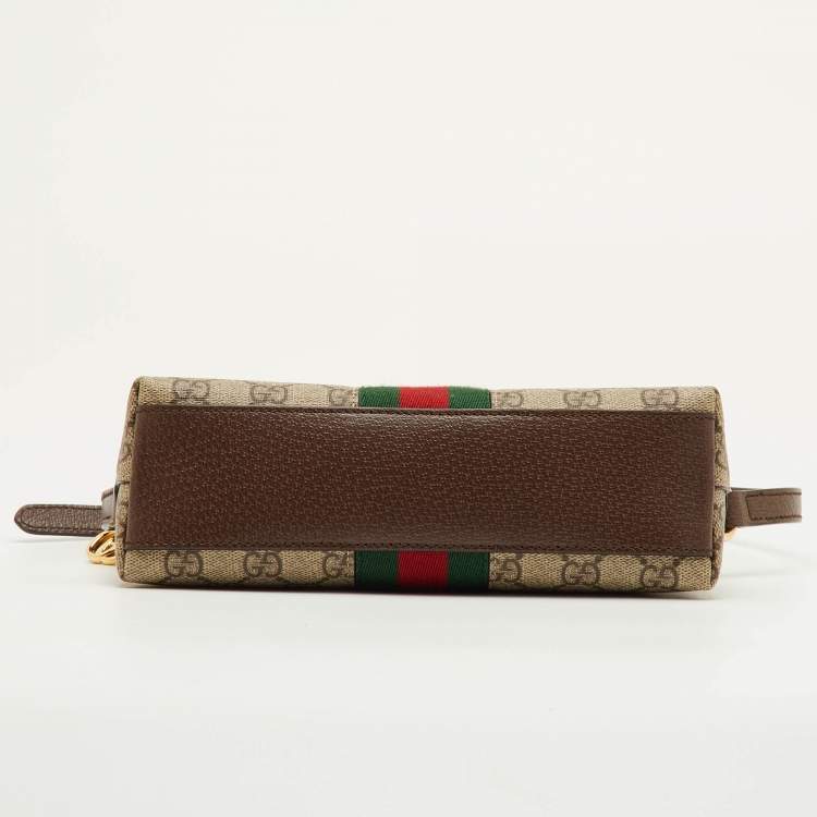 Pre Owned Gucci Ophidia Dome Small Beige/Brown GG Supreme Canvas and Leather Shoulder Bag