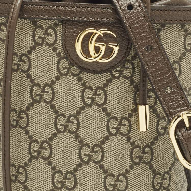 مملوكة مسبقًا Gucci Ophidia Mini Beige/Brown GG Supreme Canvas and Leather Bucket Bag