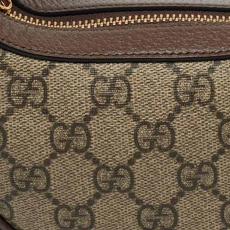 Pre Owned Gucci Ophidia Mini Beige/Brown GG Supreme Canvas and Leather Hobo