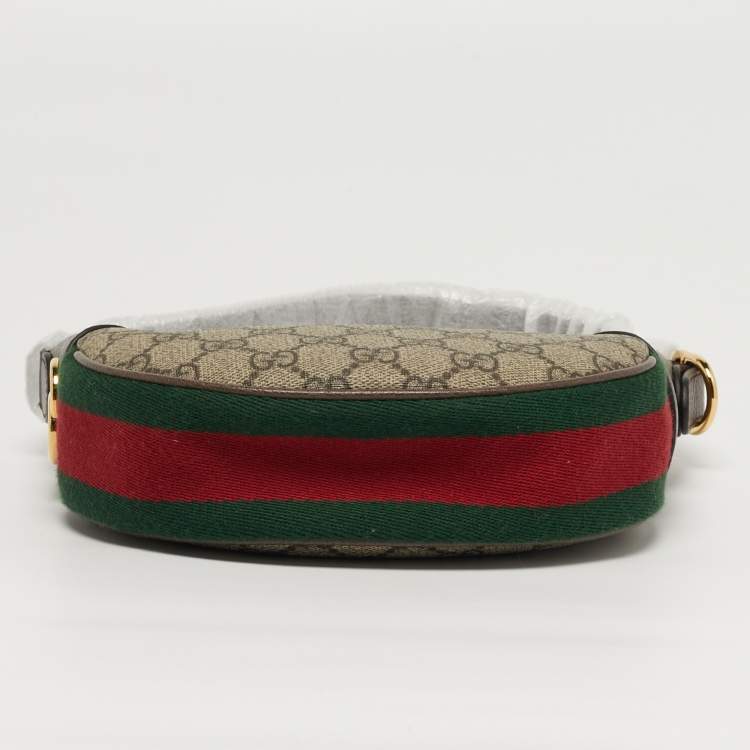 Pre Owned Gucci Ophidia Mini Beige/Brown GG Supreme Canvas and Leather Hobo