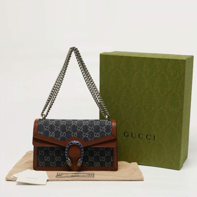 Pre Owned Gucci Dionysus Small Blue/Brown GG Denim and Leather Shoulder Bag