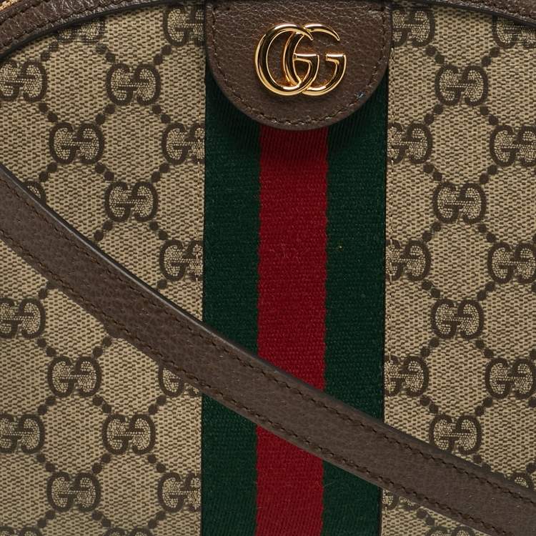 Pre Owned Gucci Ophidia Small Beige/Brown GG Supreme Canvas Shoulder Bag