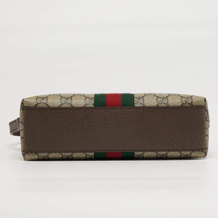 Pre Owned Gucci Ophidia Small Beige/Brown GG Supreme Canvas Shoulder Bag