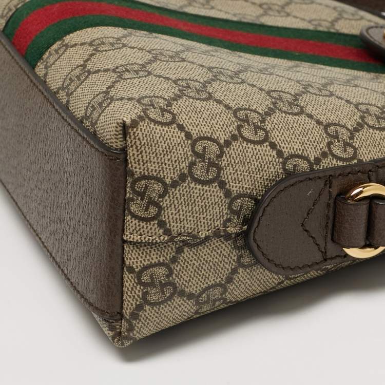Pre Owned Gucci Ophidia Small Beige/Brown GG Supreme Canvas Shoulder Bag
