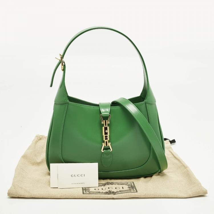 Pre Owned Gucci Jackie 1961 Small Green Leather Hobo