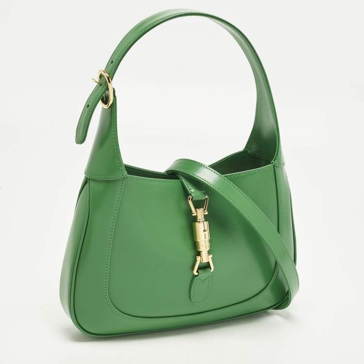 Pre Owned Gucci Jackie 1961 Small Green Leather Hobo