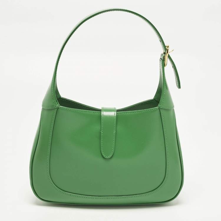 Pre Owned Gucci Jackie 1961 Small Green Leather Hobo