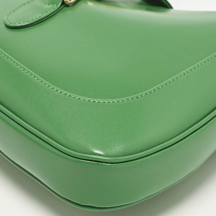 Pre Owned Gucci Jackie 1961 Small Green Leather Hobo