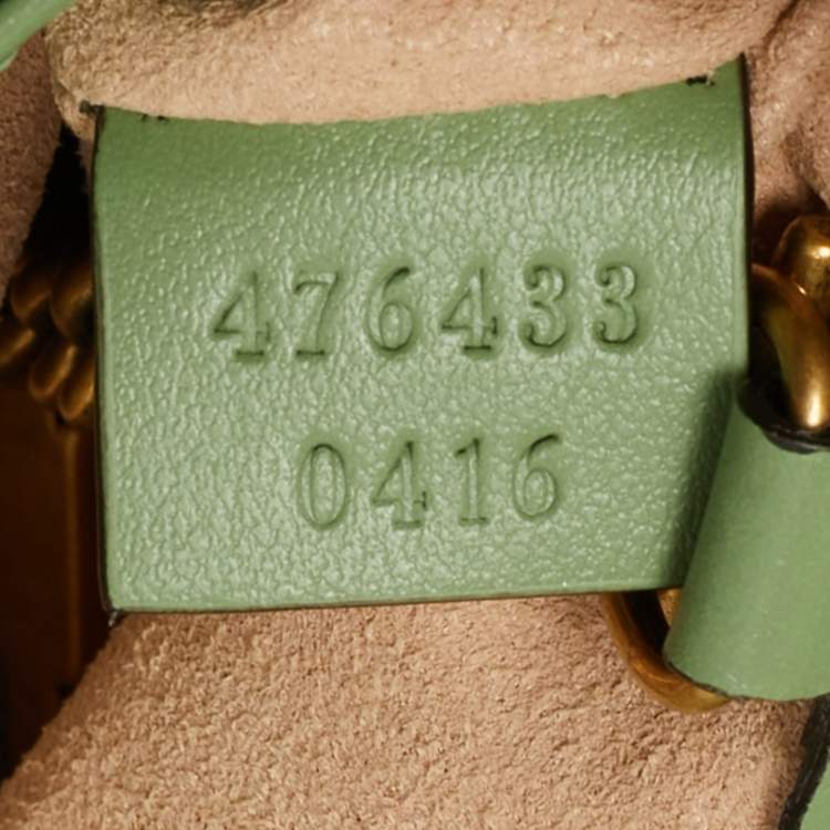 Pre Owned Gucci GG Marmont Super Mini Green Matelassé Leather Shoulder Bag