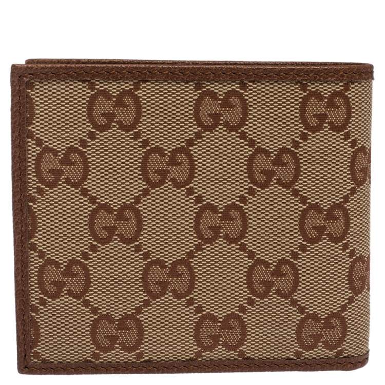 Pre Owned Gucci Beige/Brown GG Canvas New York Yankees Patch Bifold Wallet