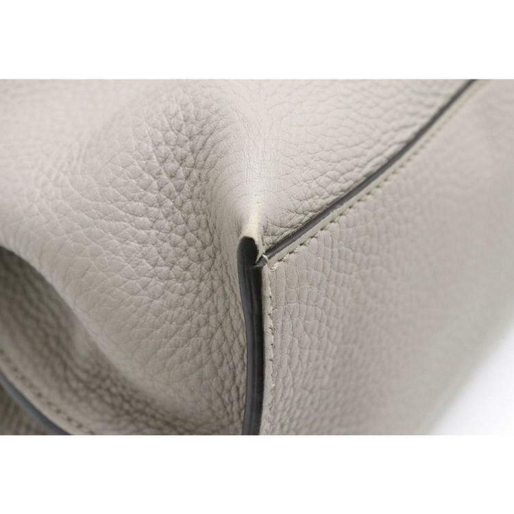 Pre Owned Gucci Grey Leather Bamboo Daily Medium Top Handle Bag