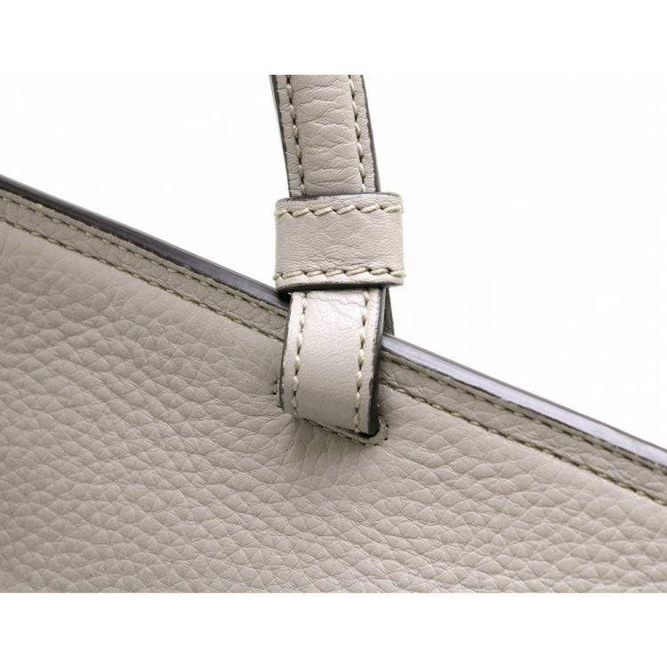 Pre Owned Gucci Grey Leather Bamboo Daily Medium Top Handle Bag