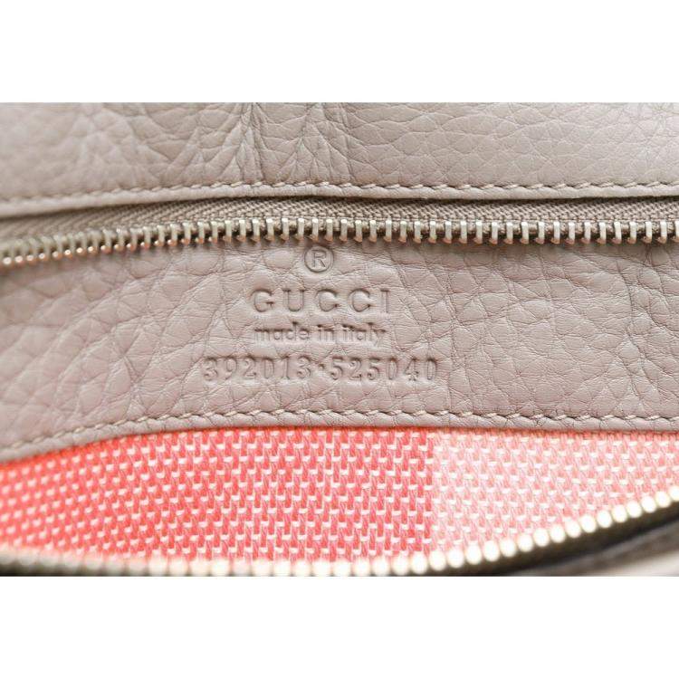 Pre Owned Gucci Grey Leather Bamboo Daily Medium Top Handle Bag