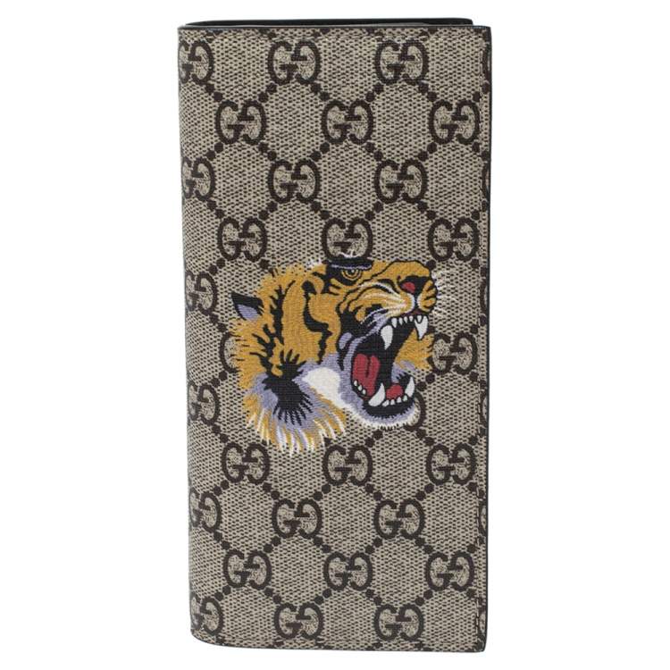 Gucci Beige GG Supreme Canvas Tiger Print Long Bifold Wallet Gucci | The  Luxury Closet