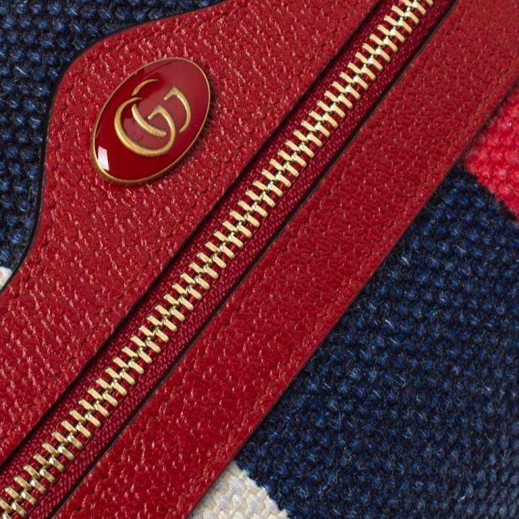 Pre Owned Gucci Multicolor Stripe Canvas and Leather Mini Sylvie Ophidia Crossbody Bag   