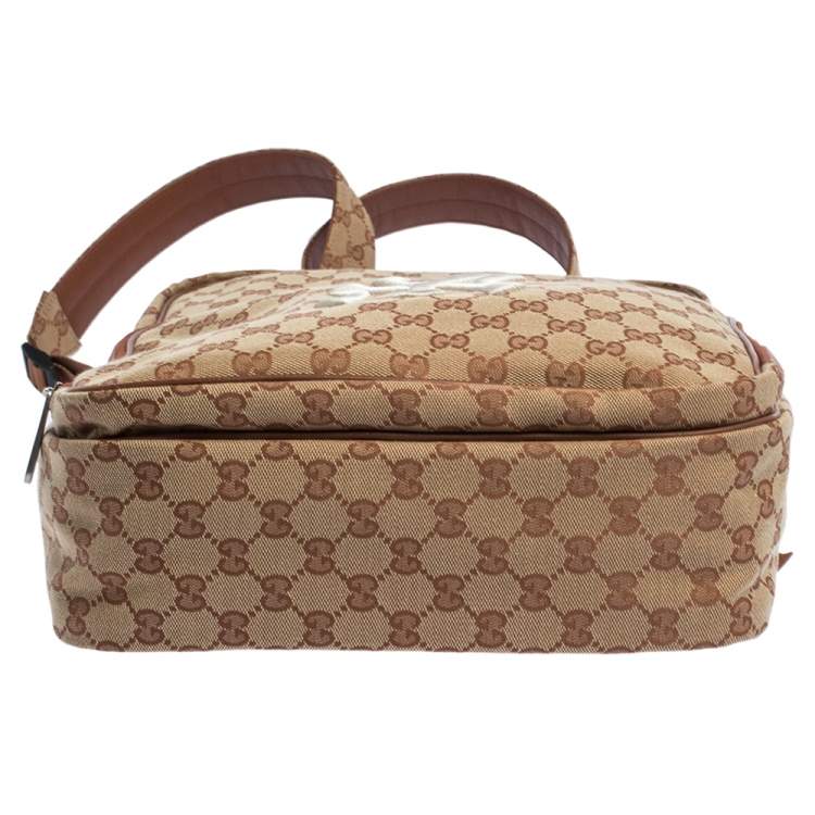 Pre Owned Gucci Beige GG Canvas Medium NY Yankees Backpack 