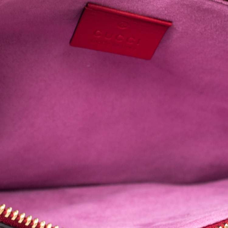 Pre Owned Gucci Beige/Red GG Supreme Canvas Bosco Patch Pouch
