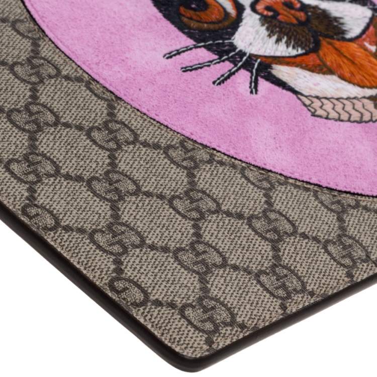Pre Owned Gucci Beige/Red GG Supreme Canvas Bosco Patch Pouch