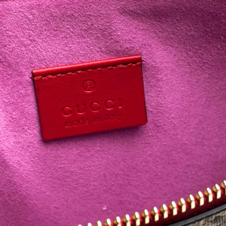 Pre Owned Gucci Beige/Red GG Supreme Canvas Bosco Patch Pouch