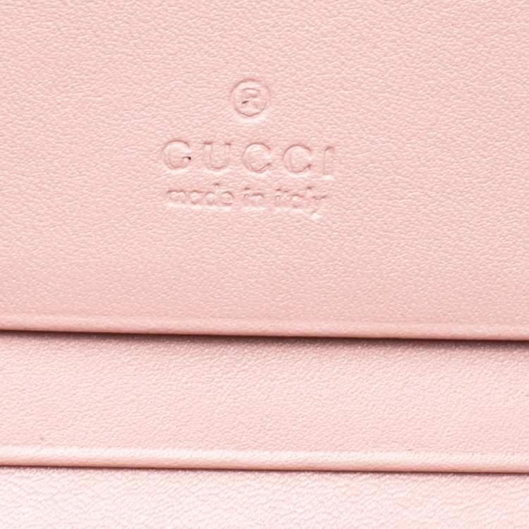 Pre Owned Gucci Pink Matelasse Leather GG Marmont Card Case