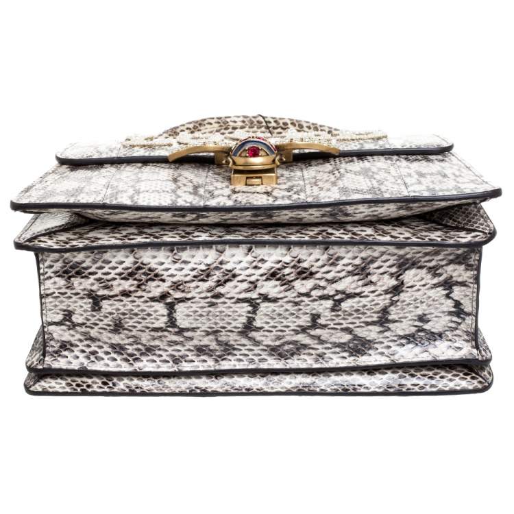 Pre Owned Gucci Black/White Python Queen Margaret Loved Top Handle Bag