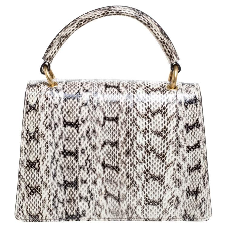 Pre Owned Gucci Black/White Python Queen Margaret Loved Top Handle Bag