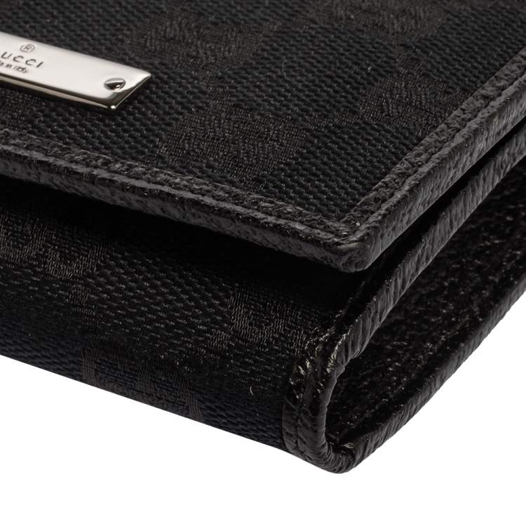 Pre Owned Gucci Black GG Canvas Flap Card Holder
