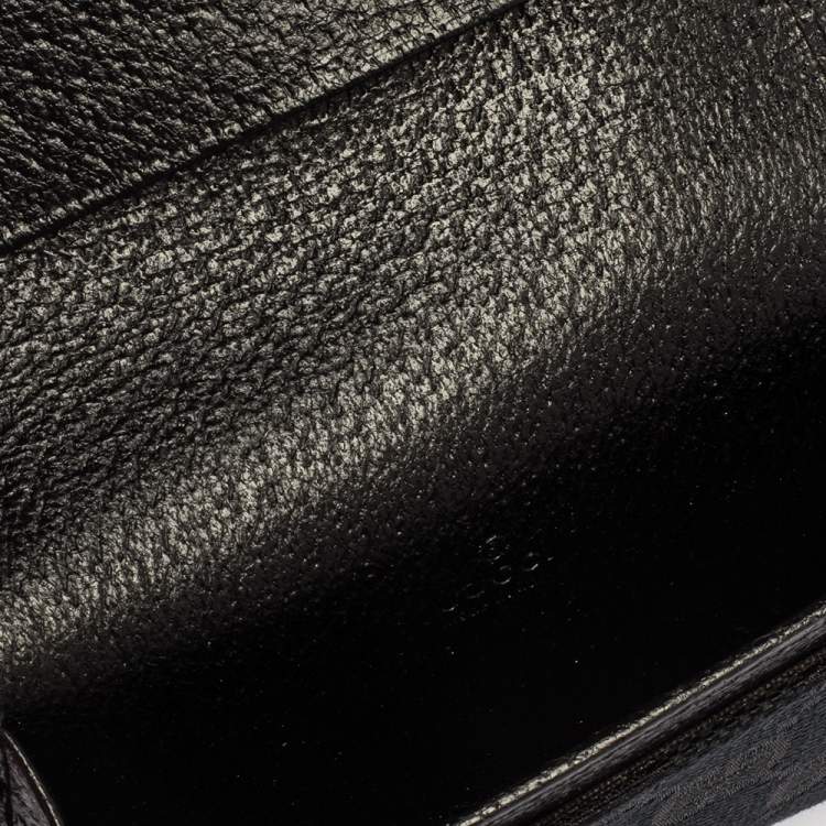 Pre Owned Gucci Black GG Canvas Flap Card Holder