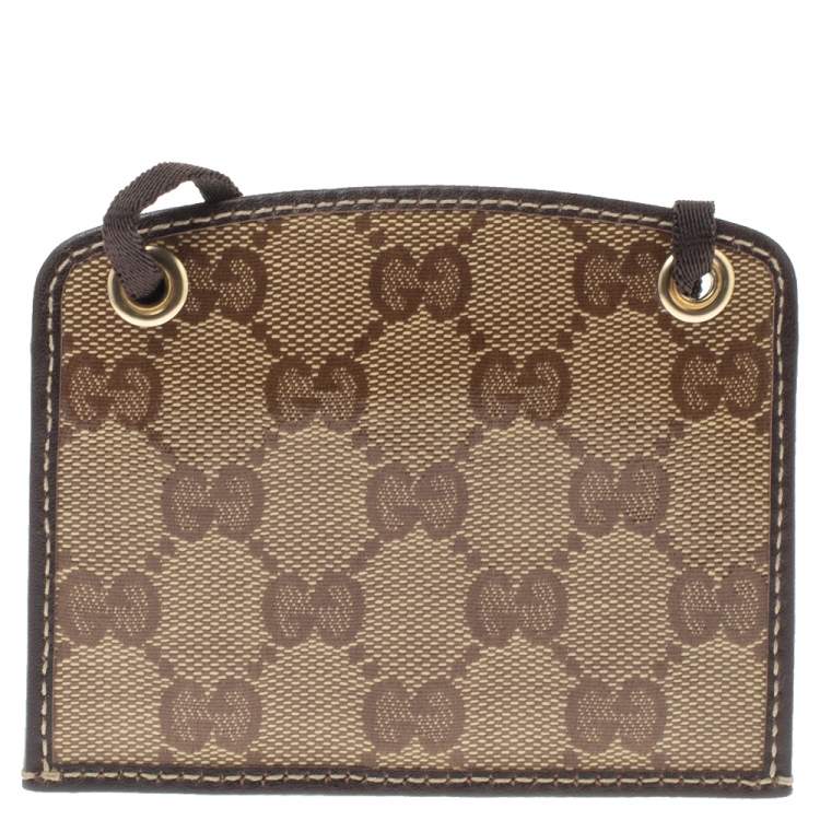 Pre Owned Gucci Beige/Ebony GG Crystal Canvas and Leather Duchessa Card Holder