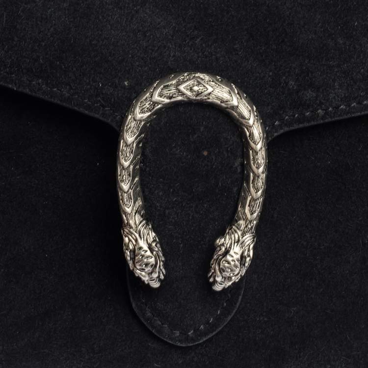 Pre Owned Gucci Black Suede Dionysus Wallet On Chain           