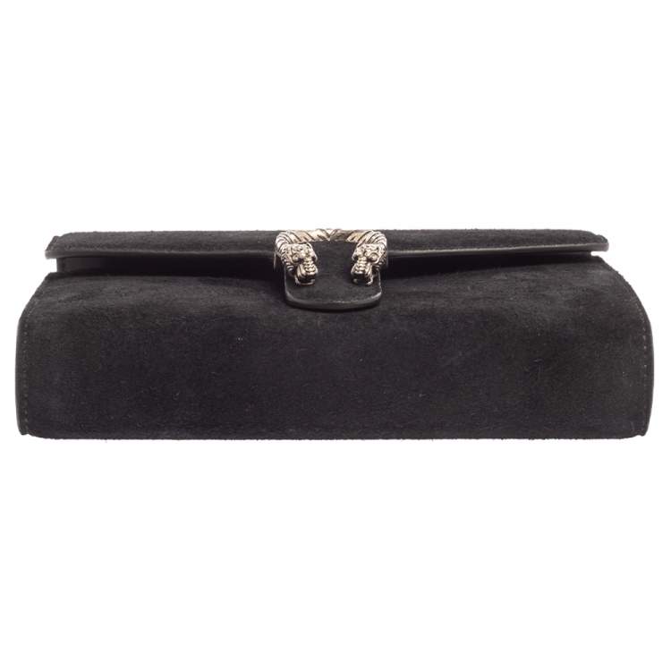 Pre Owned Gucci Black Suede Dionysus Wallet On Chain           