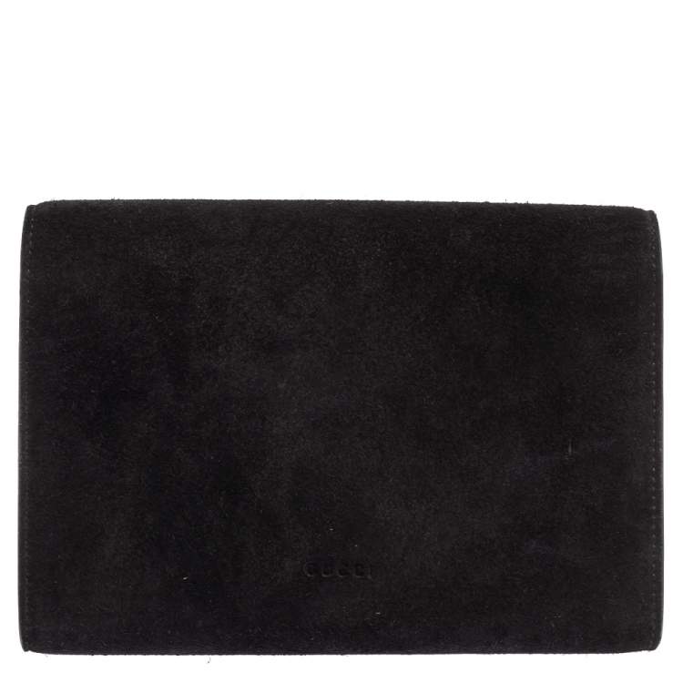 Pre Owned Gucci Black Suede Dionysus Wallet On Chain           