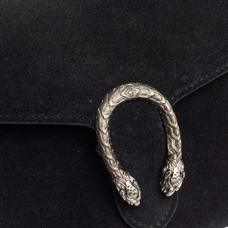 Pre Owned Gucci Black Suede Dionysus Wallet On Chain           
