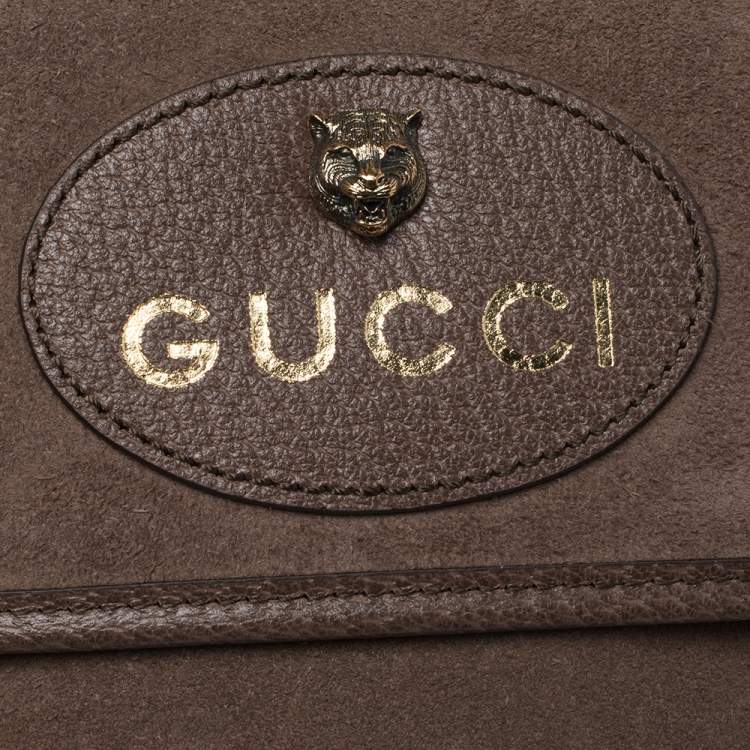 Pre Owned Gucci Brown Suede and Leather Web Neo Crossbody Bag