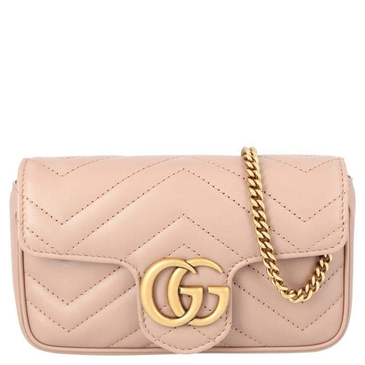 Dusty Pink Matelassé Leather GG Marmont Mini Bag