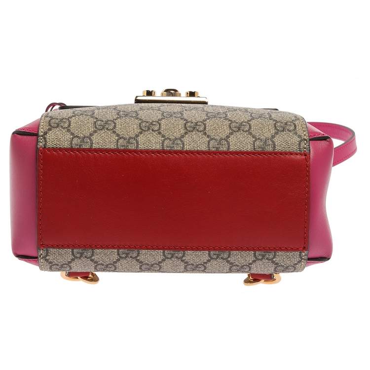 Pre Owned Gucci Multicolor GG Supreme Canvas and Leather Padlock Backpack