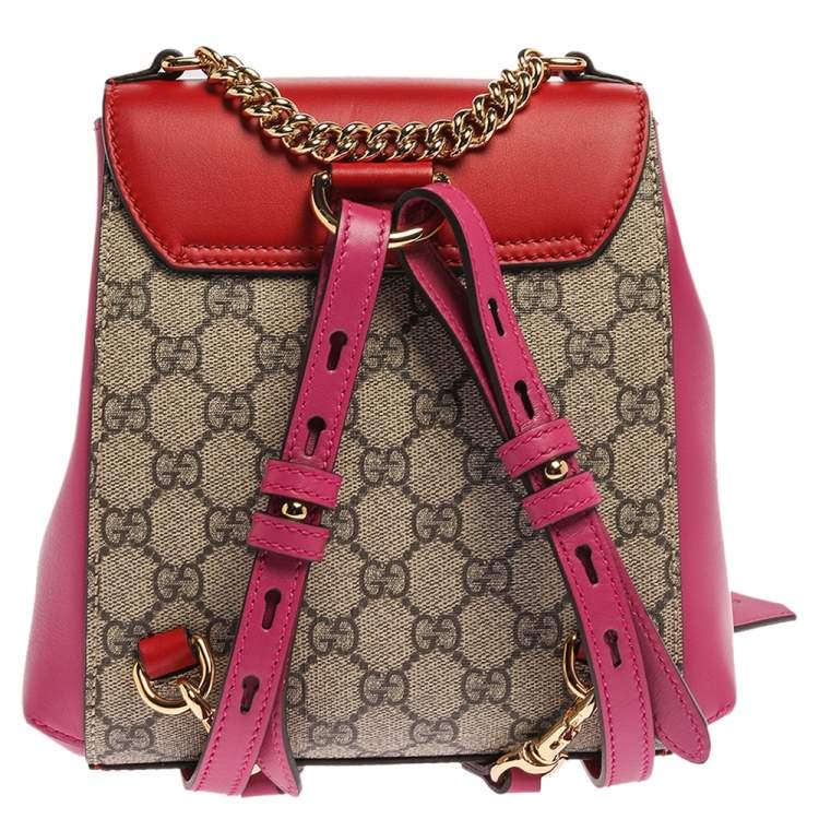 Pre Owned Gucci Multicolor GG Supreme Canvas and Leather Padlock Backpack