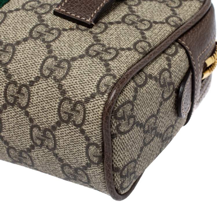 Pre Owned Gucci Beige/Ebony GG Supreme Coated Canvas and Leather Ophidia Belt Bag