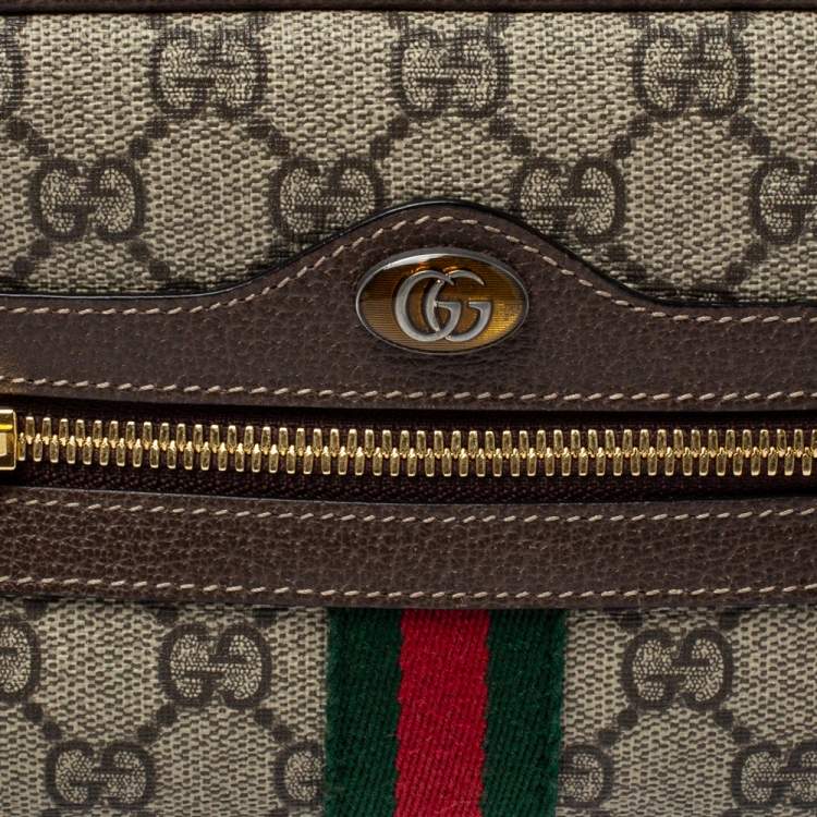 Pre Owned Gucci Beige/Ebony GG Supreme Coated Canvas and Leather Ophidia Belt Bag