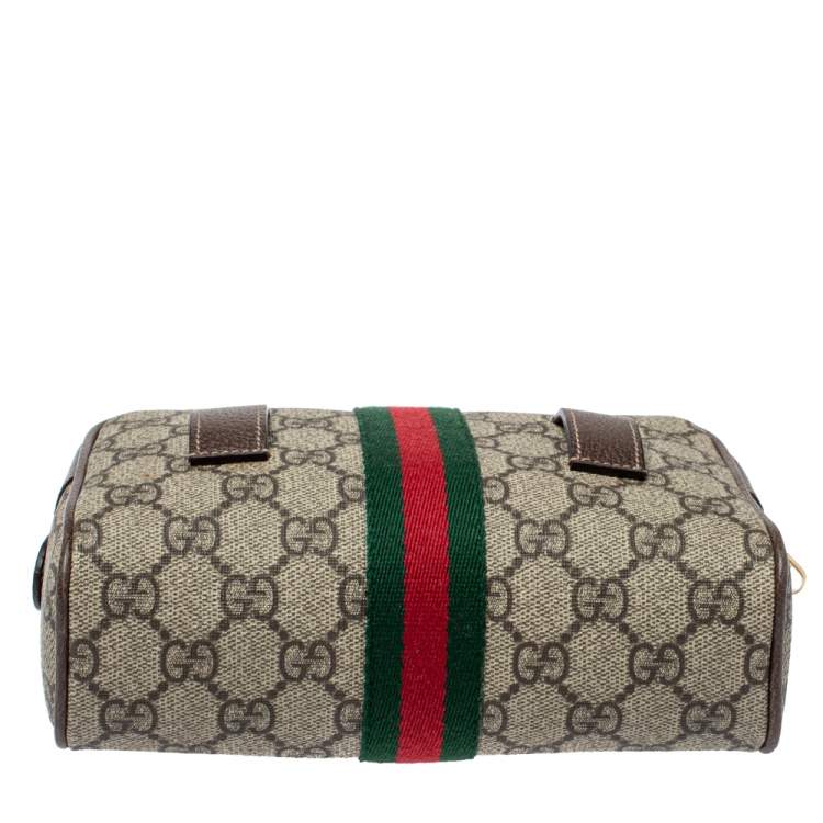Pre Owned Gucci Beige/Ebony GG Supreme Coated Canvas and Leather Ophidia Belt Bag