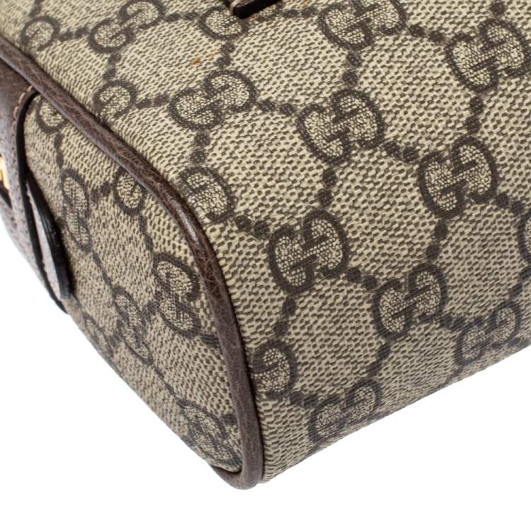 Pre Owned Gucci Beige/Ebony GG Supreme Coated Canvas and Leather Ophidia Belt Bag