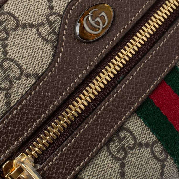 Pre Owned Gucci Beige/Ebony GG Supreme Coated Canvas and Leather Ophidia Belt Bag