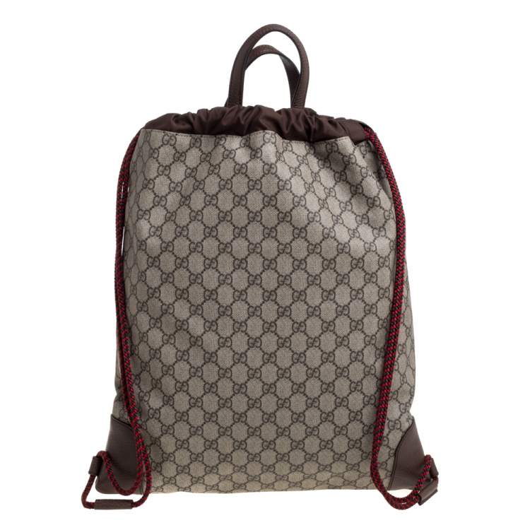 مملوكة مسبقًا Gucci Beige GG Supreme Canvas Courrier Soft Drawstring Backpack