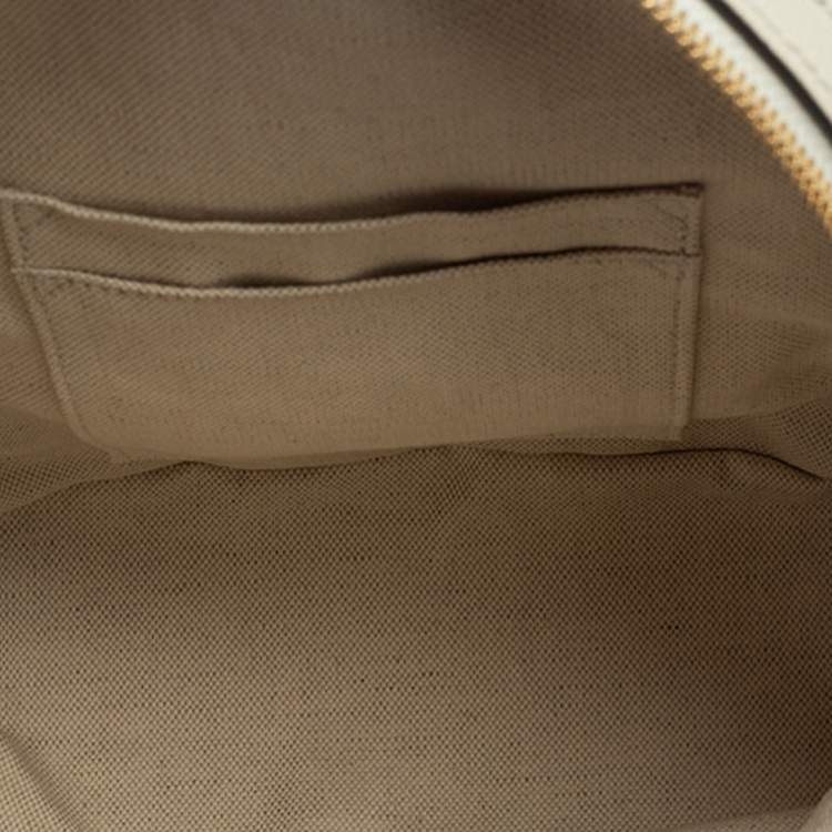 Pre Owned Gucci White GG Supreme Canvas and Leather Small Ophidia Flora Backpack