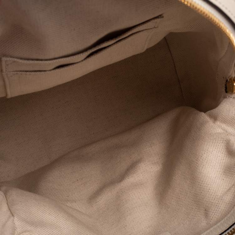 Pre Owned Gucci White GG Supreme Canvas and Leather Small Ophidia Flora Backpack