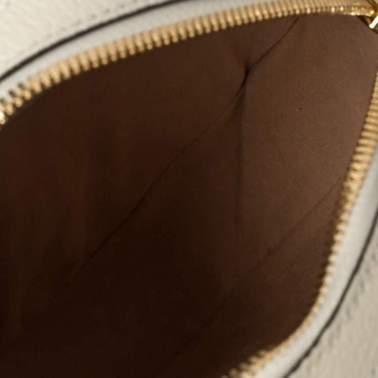 Pre Owned Gucci White Leather Mini Ophidia Round Shoulder Bag   