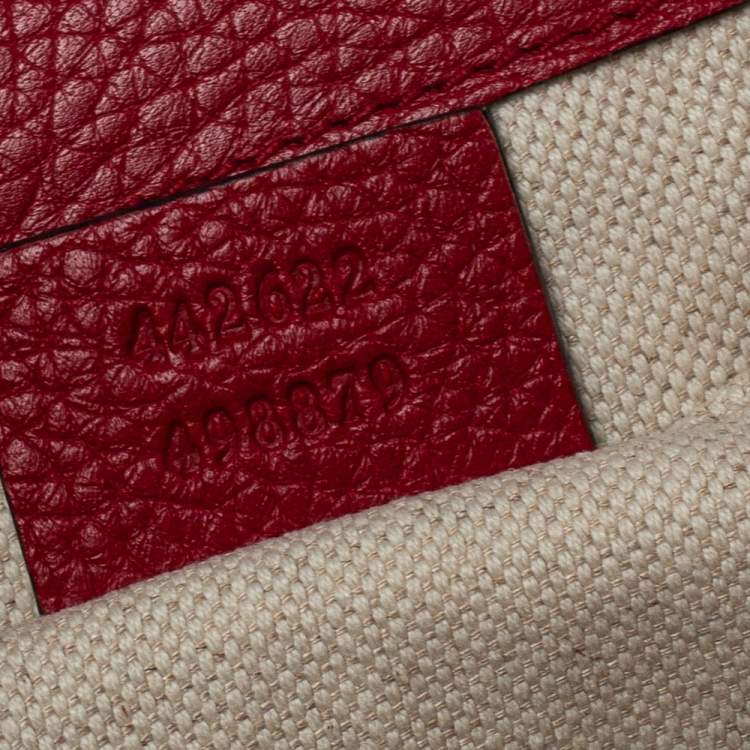 Pre Owned Gucci Red Leather Mini GG Marmont Top Handle Bag