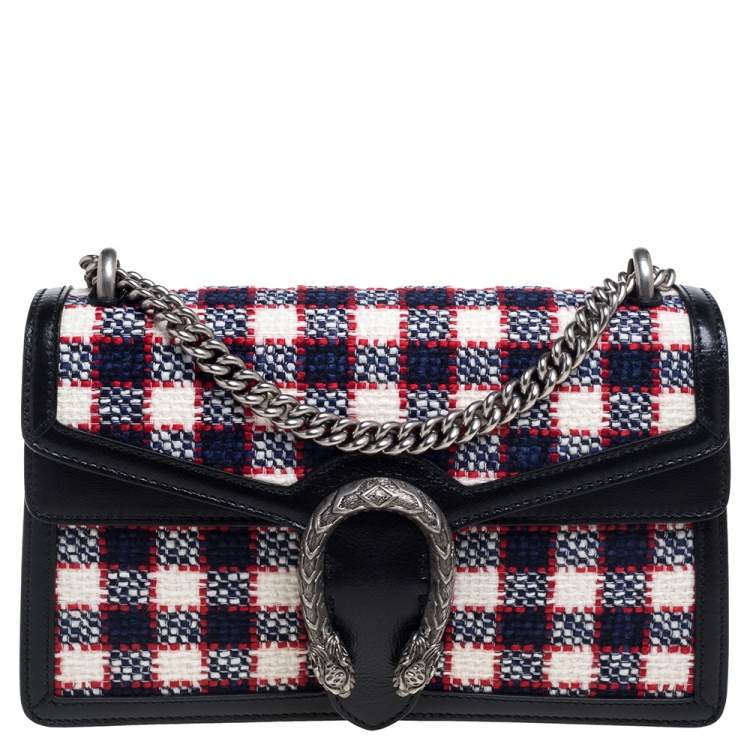 Gucci Multicolor Check Tweed and Leather Small Dionysus Shoulder