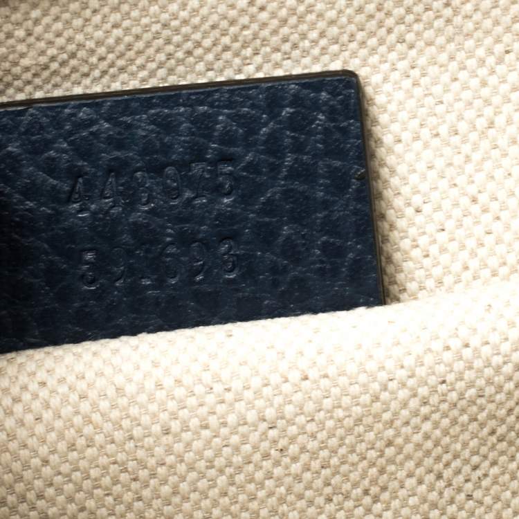 Pre Owned Gucci Navy Blue Leather Medium Dionysus Bamboo Top Handle Bag