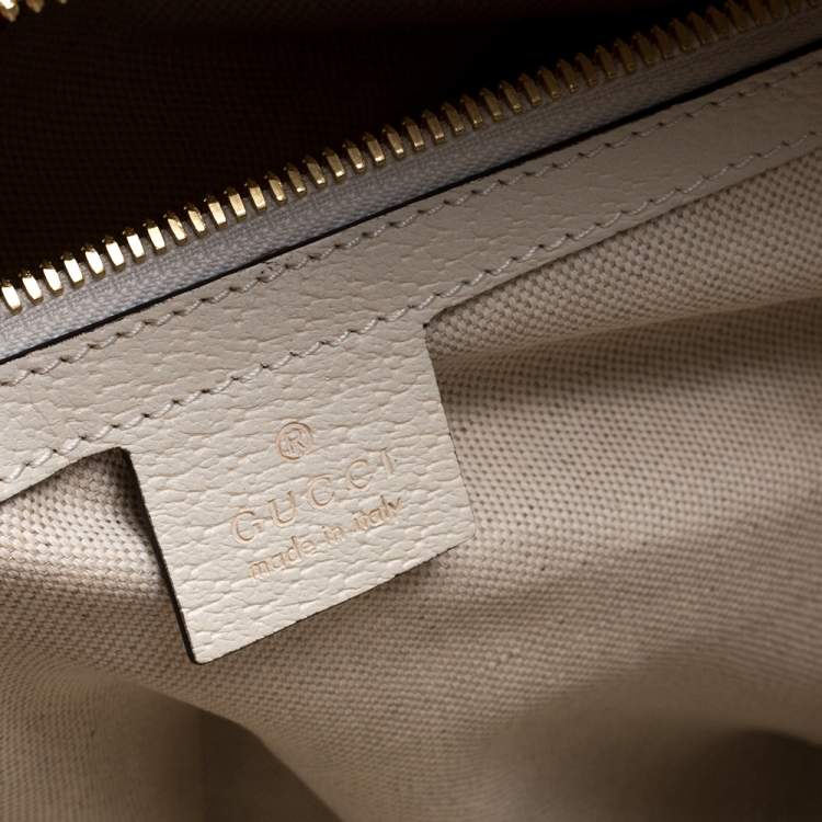 Pre Owned Gucci White GG Supreme Canvas and Leather Small Ophidia Flora Backpack